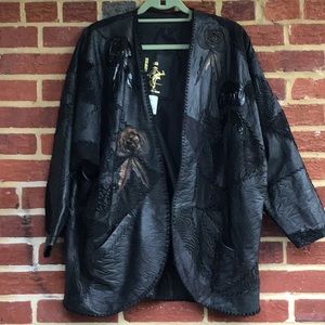 Leather Open Front Womans Rose Jacket